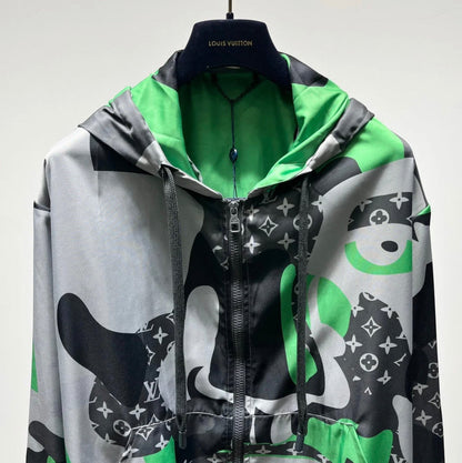 AS-patch pattern hooded jacket