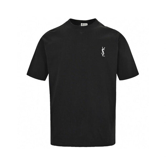 Solid color embroidered logo T-shirt