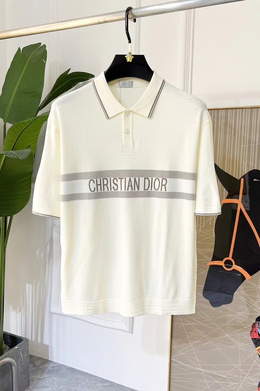 D Chest Logo Knitted Polo Shirt