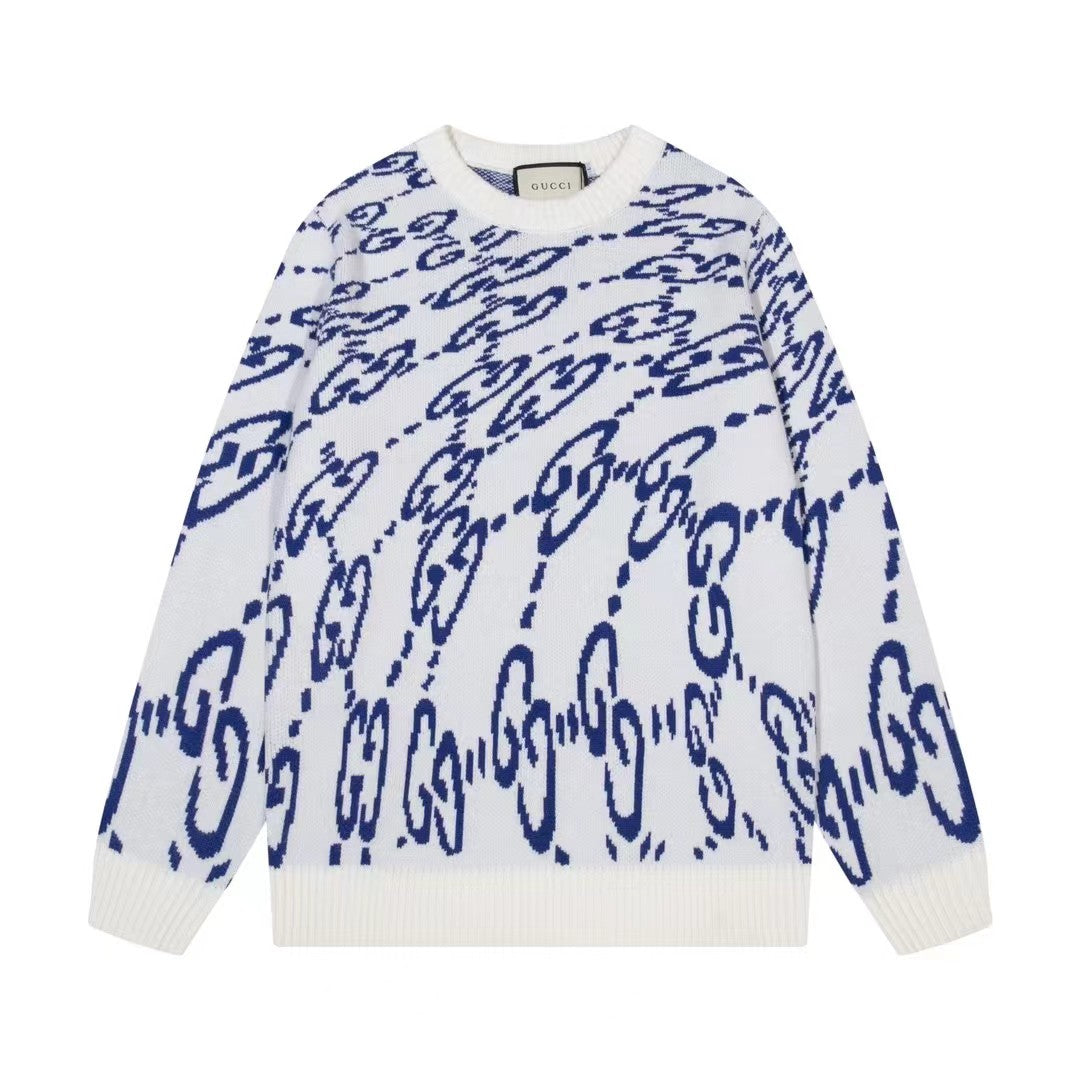 Twisted Letter Jacquard Crew Neck Sweater