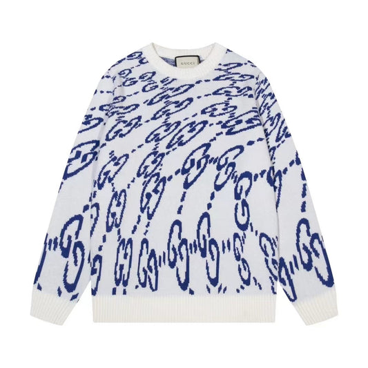 Twisted Letter Jacquard Crew Neck Sweater