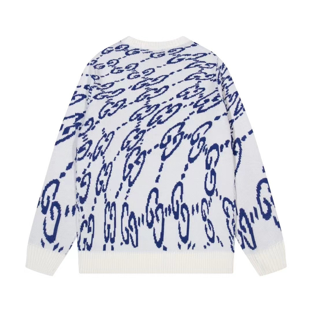 Twisted Letter Jacquard Crew Neck Sweater