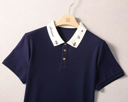 Classic style knitted bee pattern polo