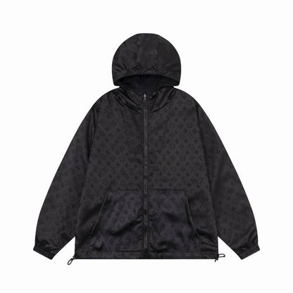 All-over printed black waterproof jacket