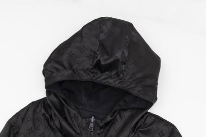 All-over printed black waterproof jacket