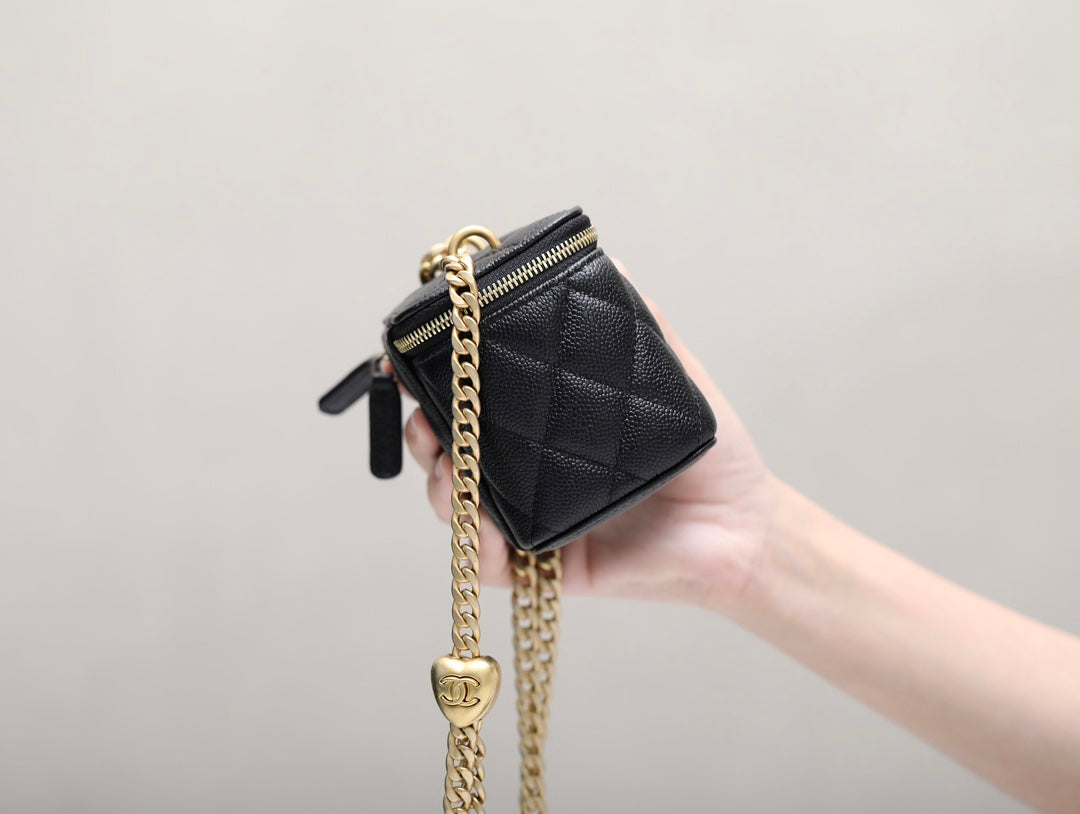 Black handle small card holder mini handle chain bag