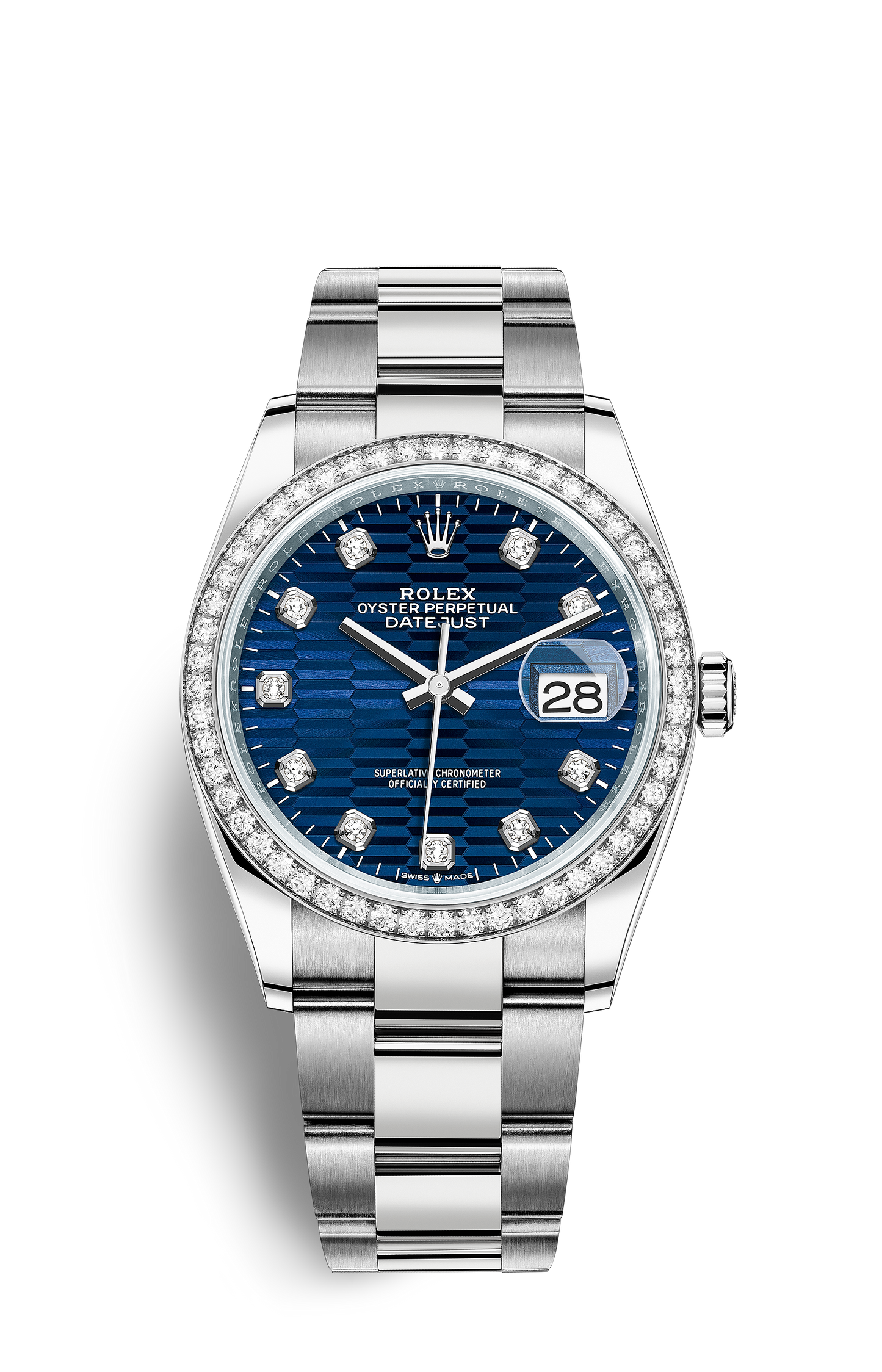 DATE-Steel,-white gold and diamonds-36mm Watch