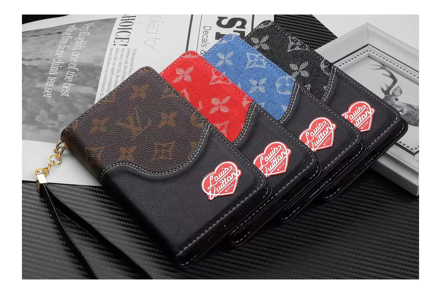 Luxury Denim Leather Wallet Card Holder Filp Case For iPhone