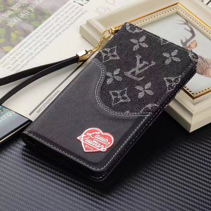 Luxury Denim Leather Wallet Card Holder Filp Case For iPhone