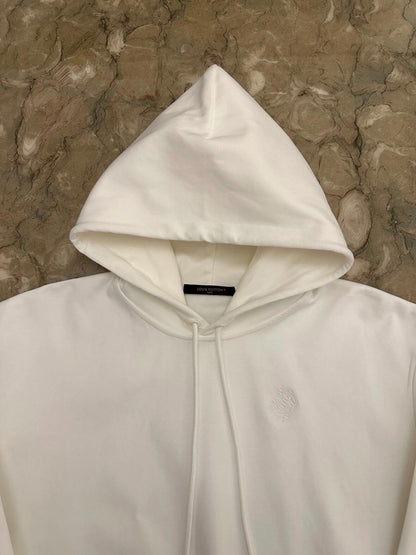 Pre-Fall Designer White Pearl Strap Hooded Sweatshirt