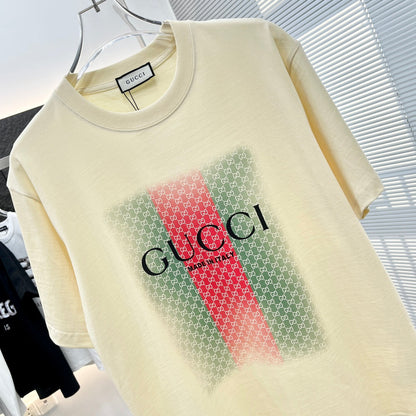 Green Red Striped Print T Shirt