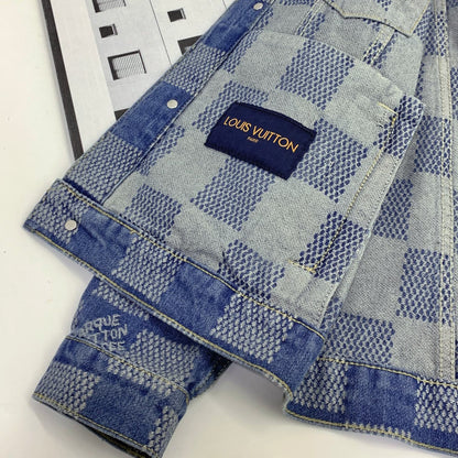 0717 Classic plaid style denim suit