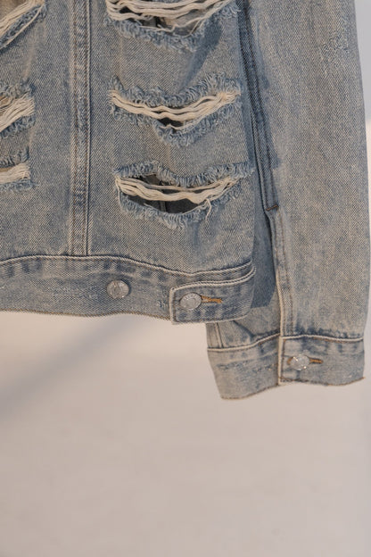 Ripped denim loose jacket