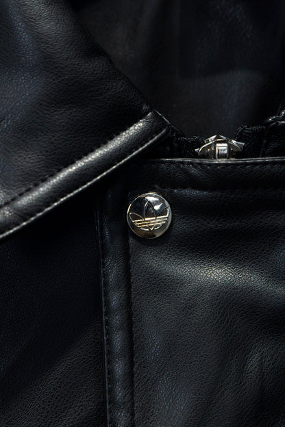 Trefoil lapel leather jacket