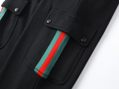 New Collection Pocket Red and Green Striped Trousers