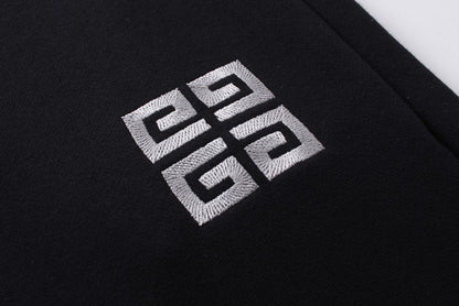 Three-dimensional embroidered logo trousers