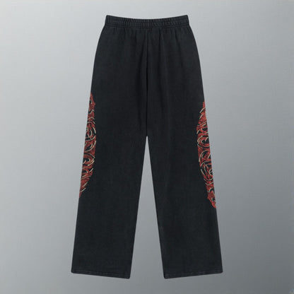 Inkjet graffiti print distressed trousers