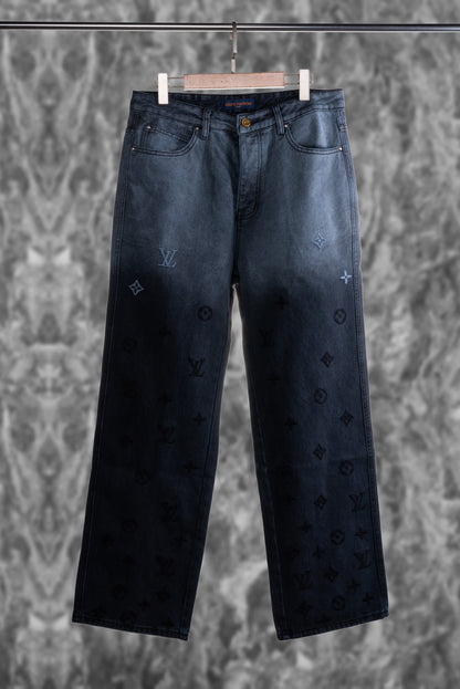 Contrast gradient embroidered jeans