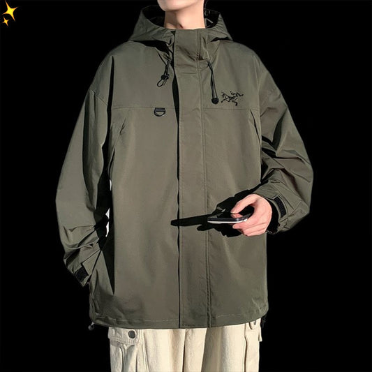 Men's Hooded Stand Collar Jacket