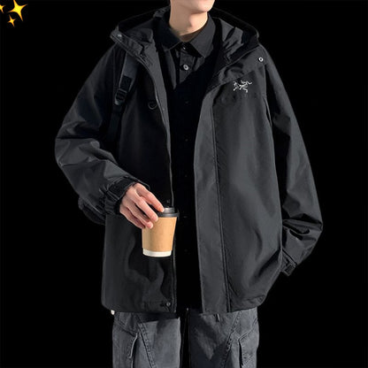 Men's Hooded Stand Collar Jacket