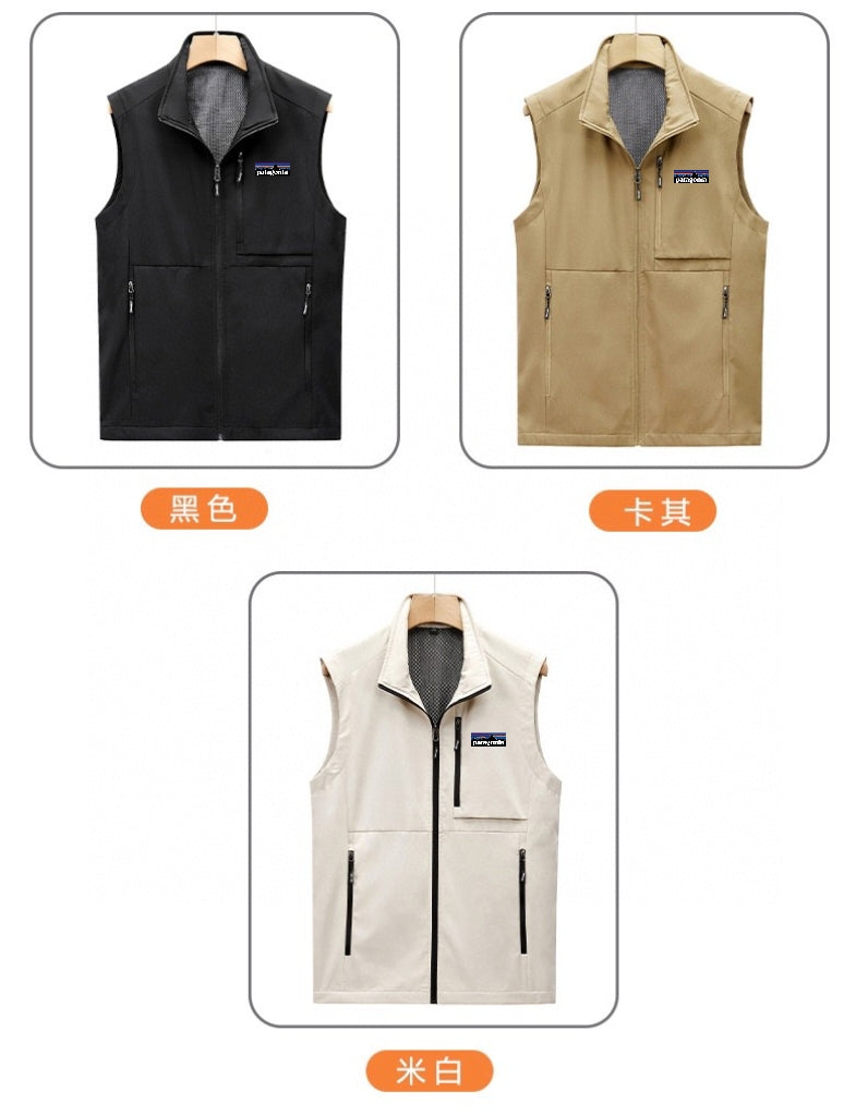 New men's spring and autumn stand collar soft shell windproof and waterproof vest