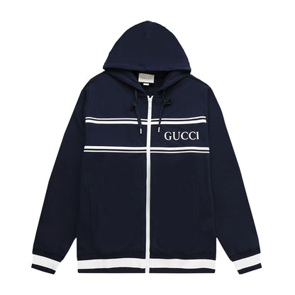 New embroidered 🪡 letter logo couple style zipper hooded jacket