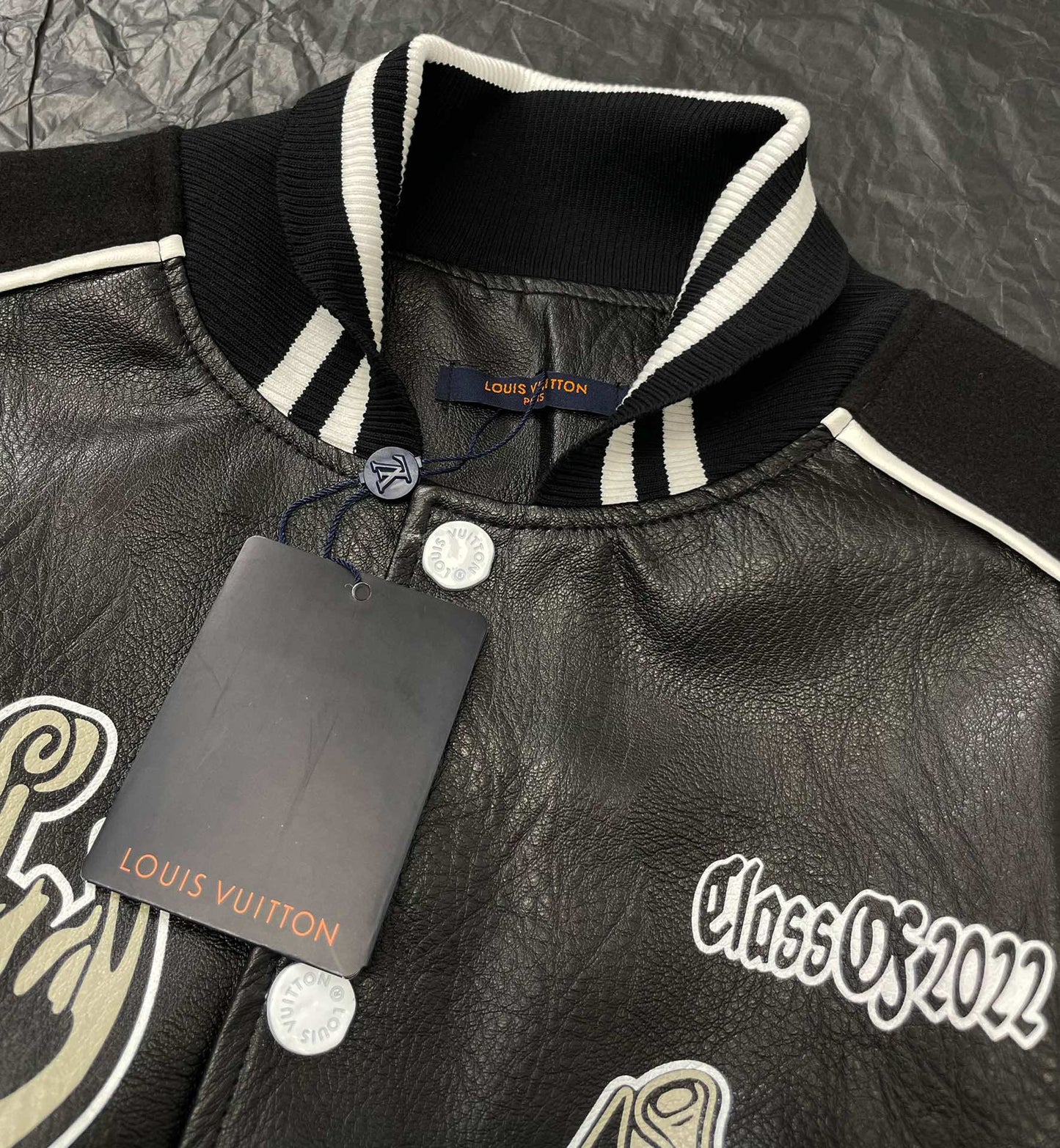 Monogram stitching leather sleeves towel embroidery baseball jacket woolen jacket