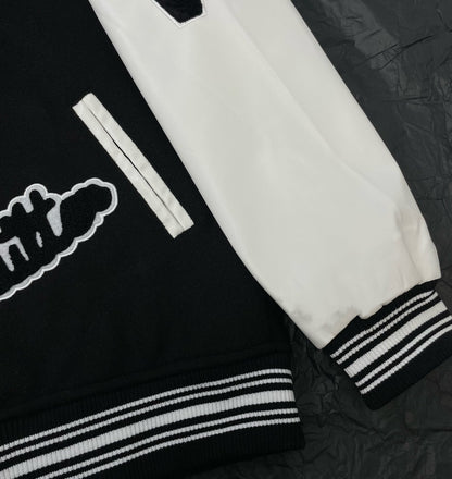 Monogram stitching leather sleeves towel embroidery baseball jacket woolen jacket