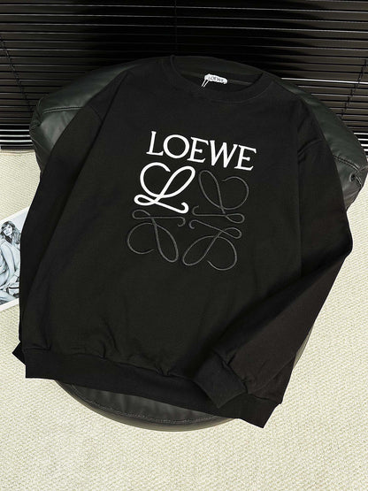 Lettering embroidered crew neck sweatshirt