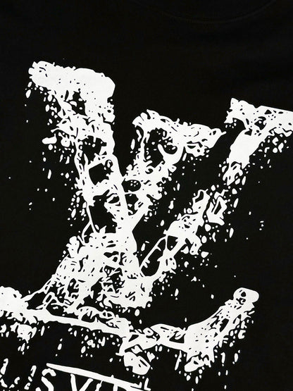 Ink-splashed print crew neck sweatshirt