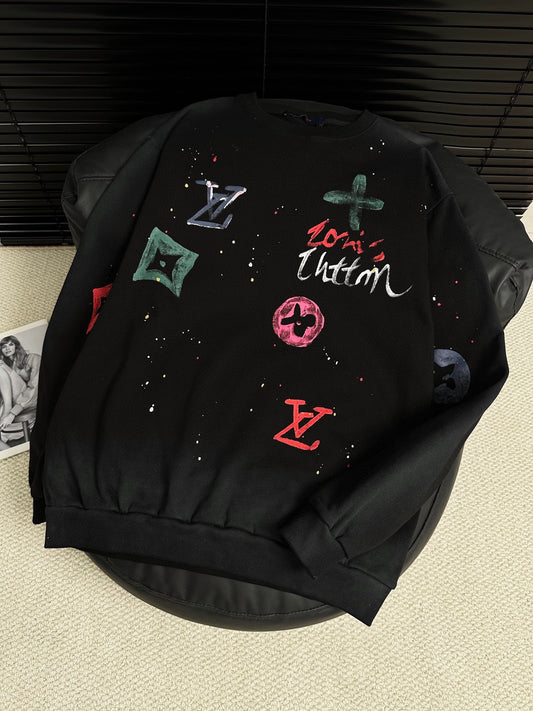 New autumn and winter graffiti letter round neck sweatshirt