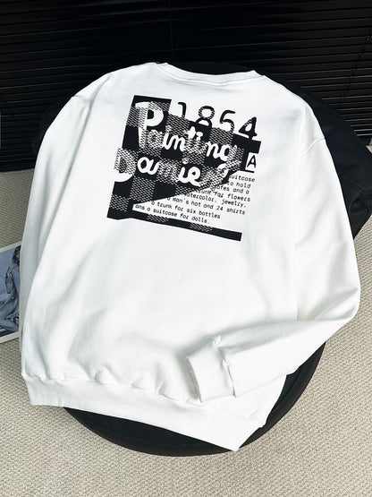 New autumn and winter graffiti letter round neck fleece sweatshirt