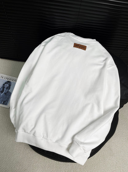 Handmade pearl embroidery crew neck sweatshirt