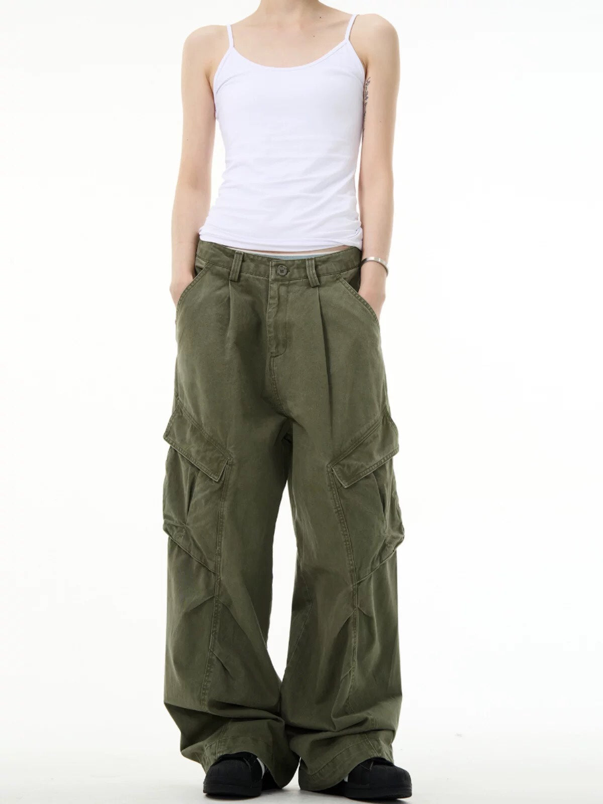 Army Green Cargo Pants with Large Pockets