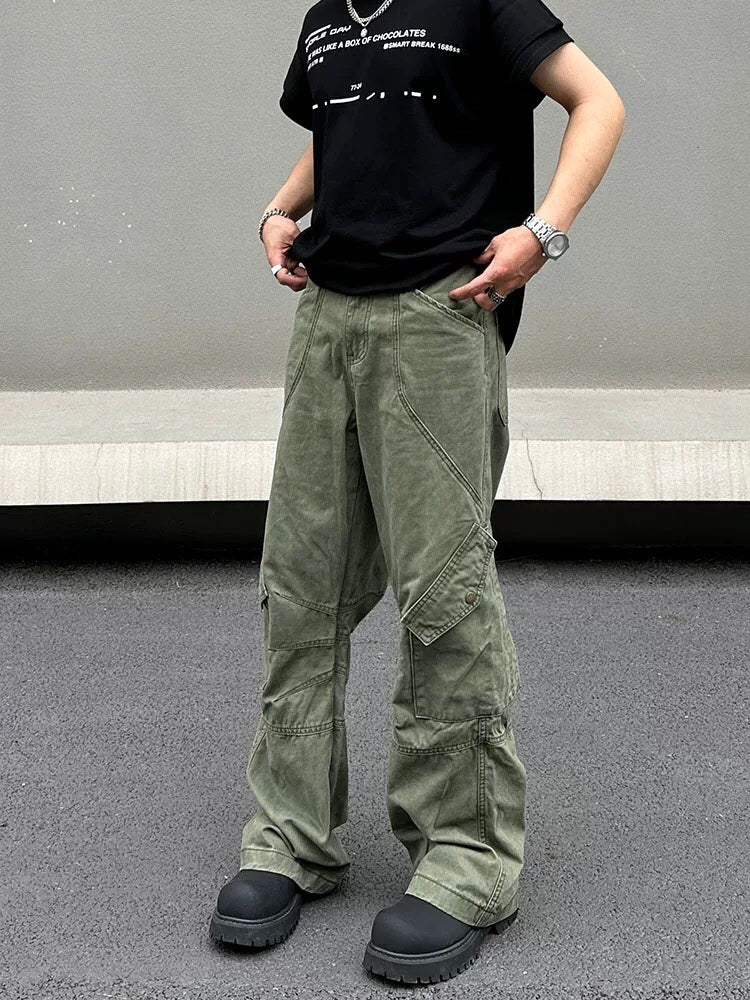 Army Green Cargo Pants with Large Pockets