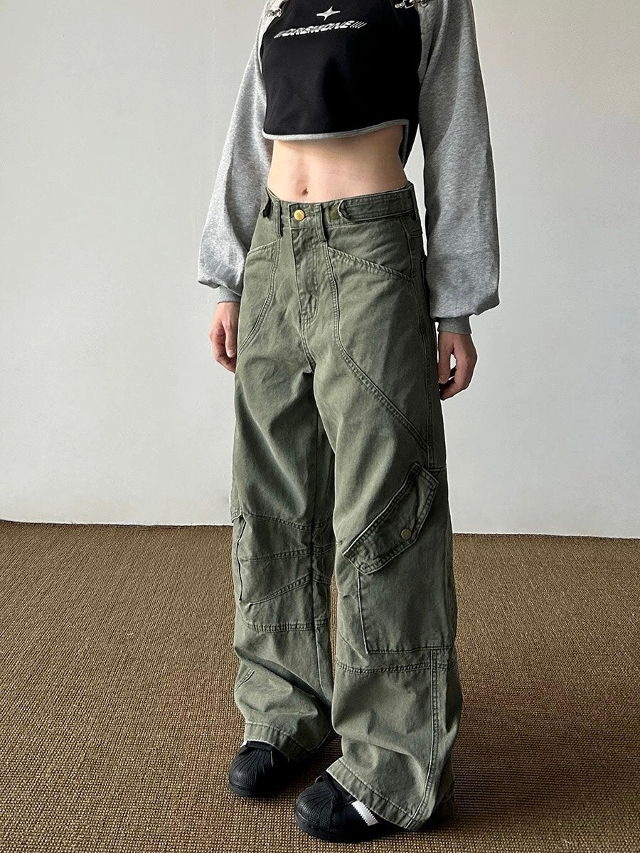 Army Green Cargo Pants with Large Pockets