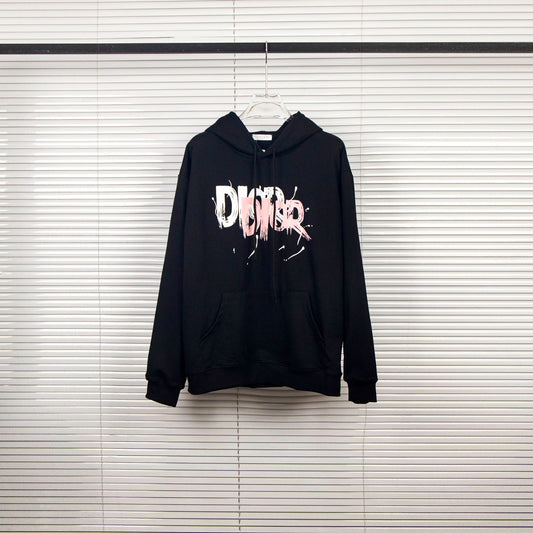 Graffiti pink and white print autumn and winter sweatshirt