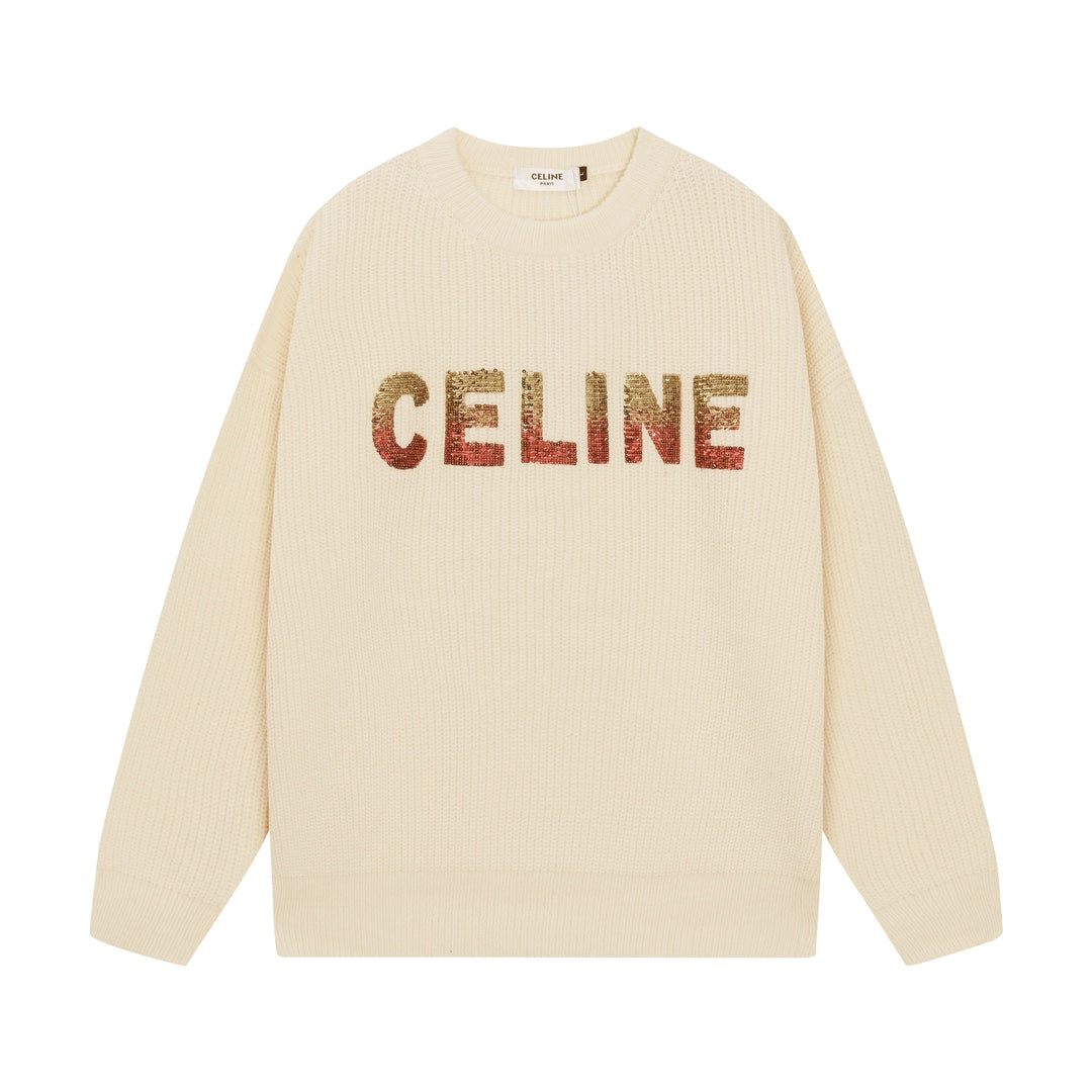 Classic patch lettering crew neck wool sweater