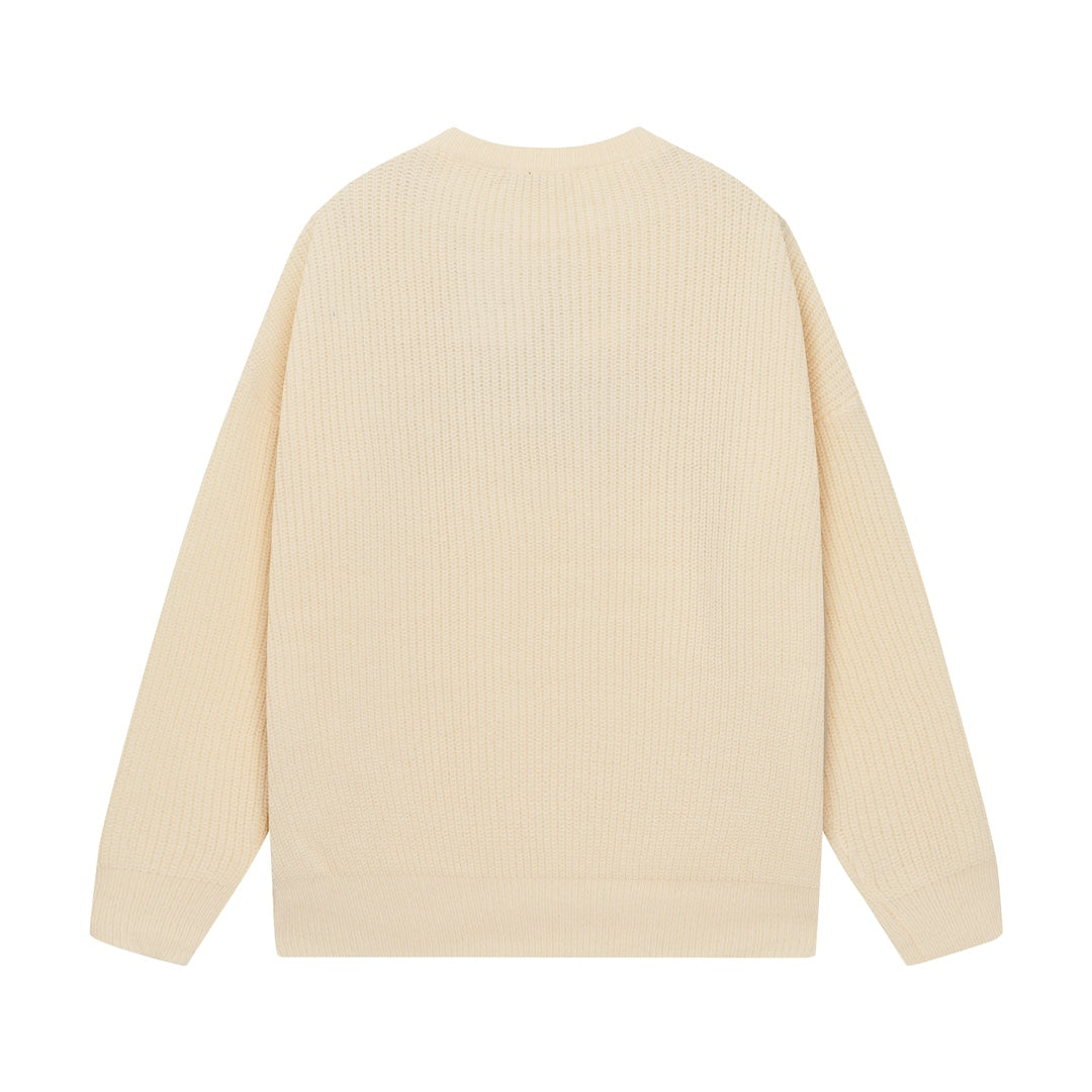 Classic patch lettering crew neck wool sweater