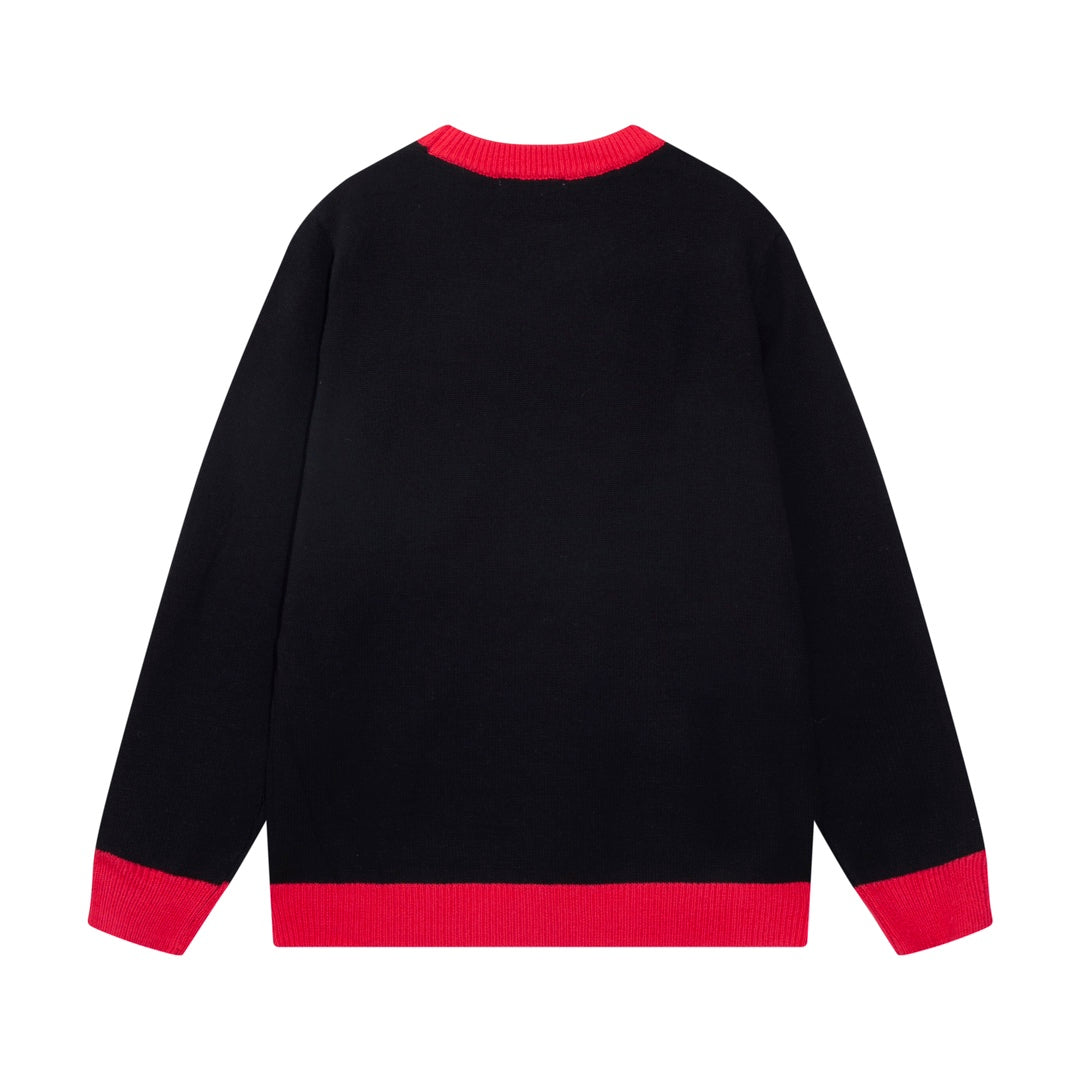 24 Autumn and Winter Colorblock Letter Round Neck Knitted Long Sleeve