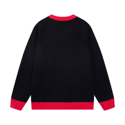 24 Autumn and Winter Colorblock Letter Round Neck Knitted Long Sleeve