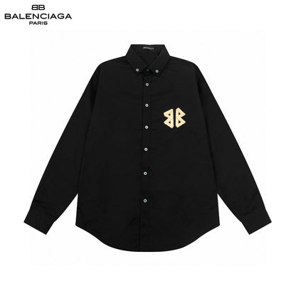 Classic 3D Tape Embossed Logo Long Sleeve Loose Fit Shirt