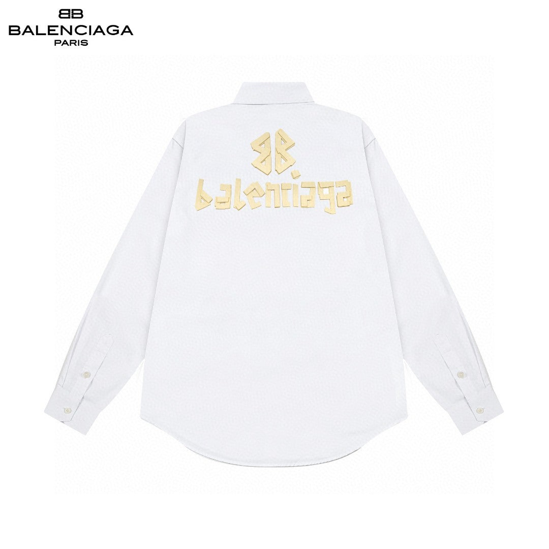 Classic 3D Tape Embossed Logo Long Sleeve Loose Fit Shirt