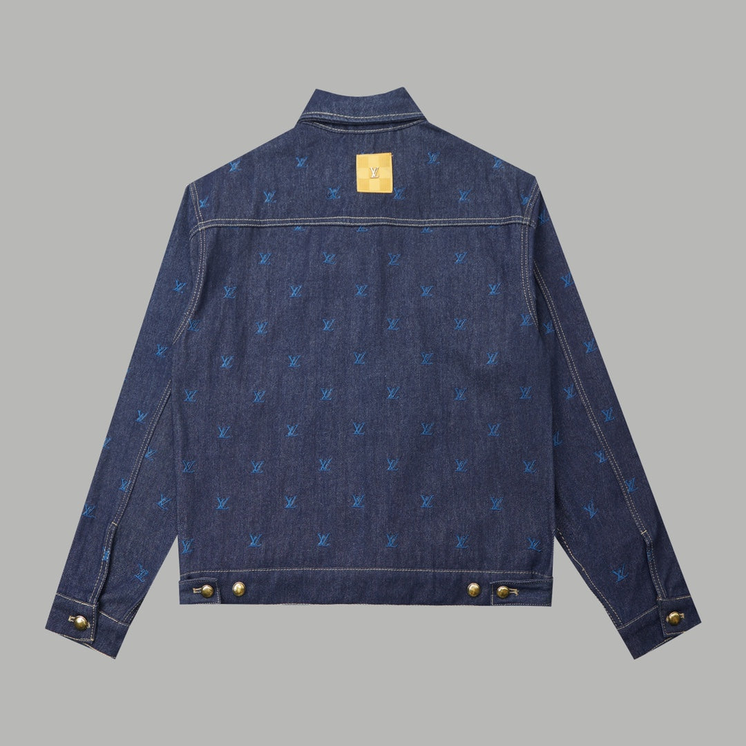 Embroidered blue denim jacket