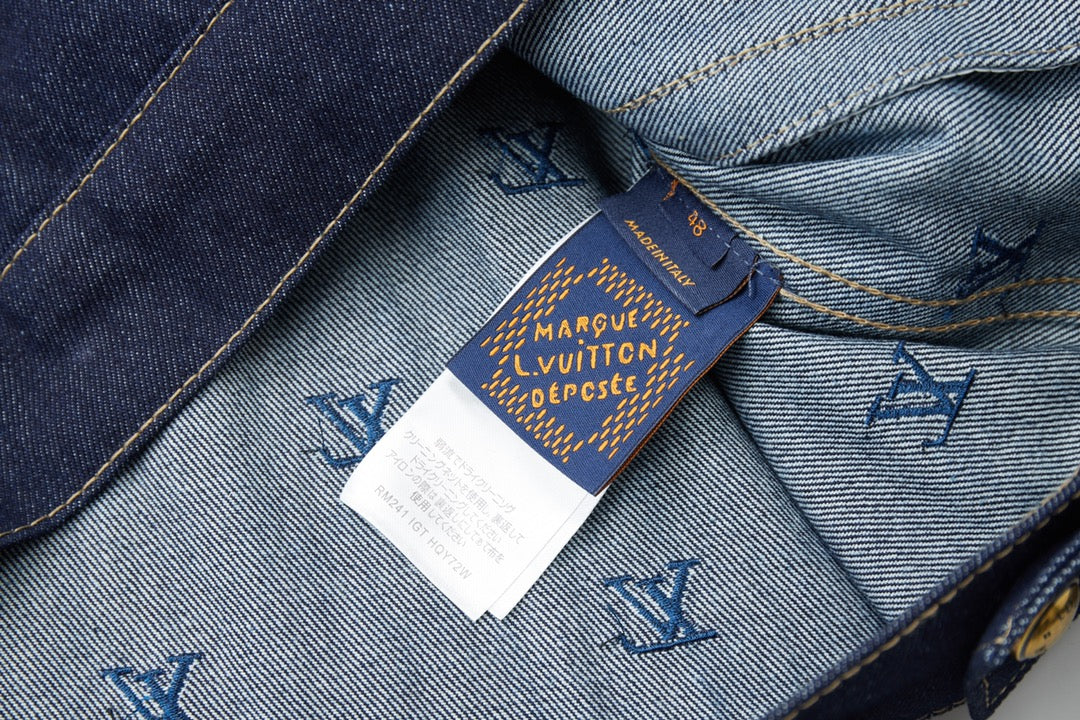 Embroidered blue denim jacket