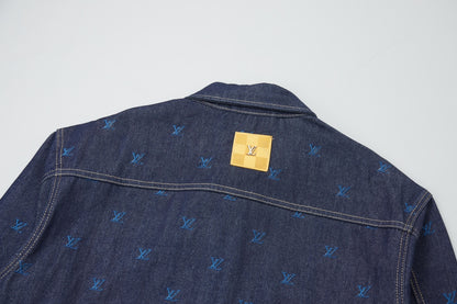 Embroidered blue denim jacket