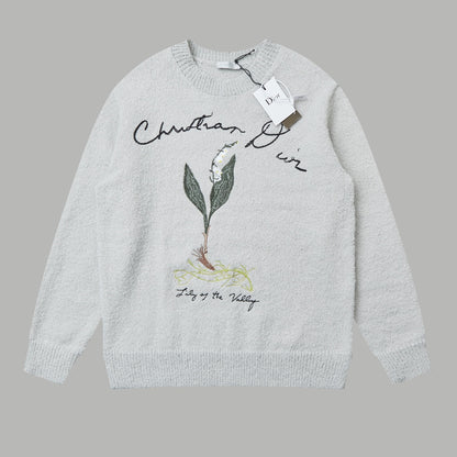 Embroidered crew neck sweater