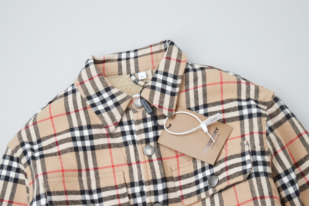 Checked cotton and wool blend shirt jacket