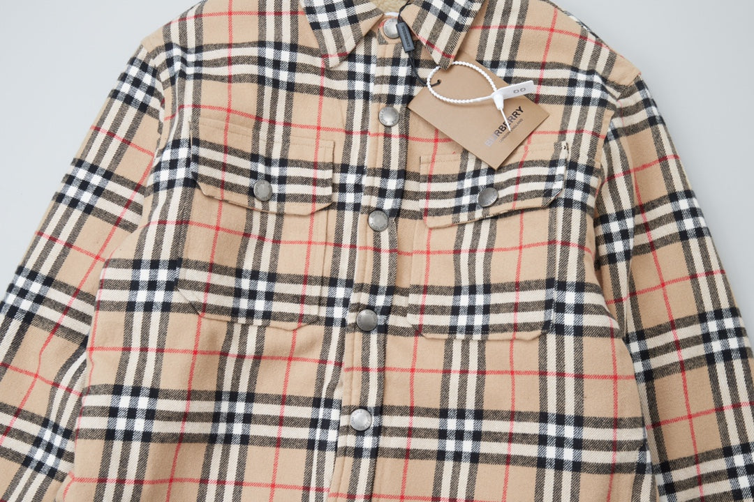 Checked cotton and wool blend shirt jacket