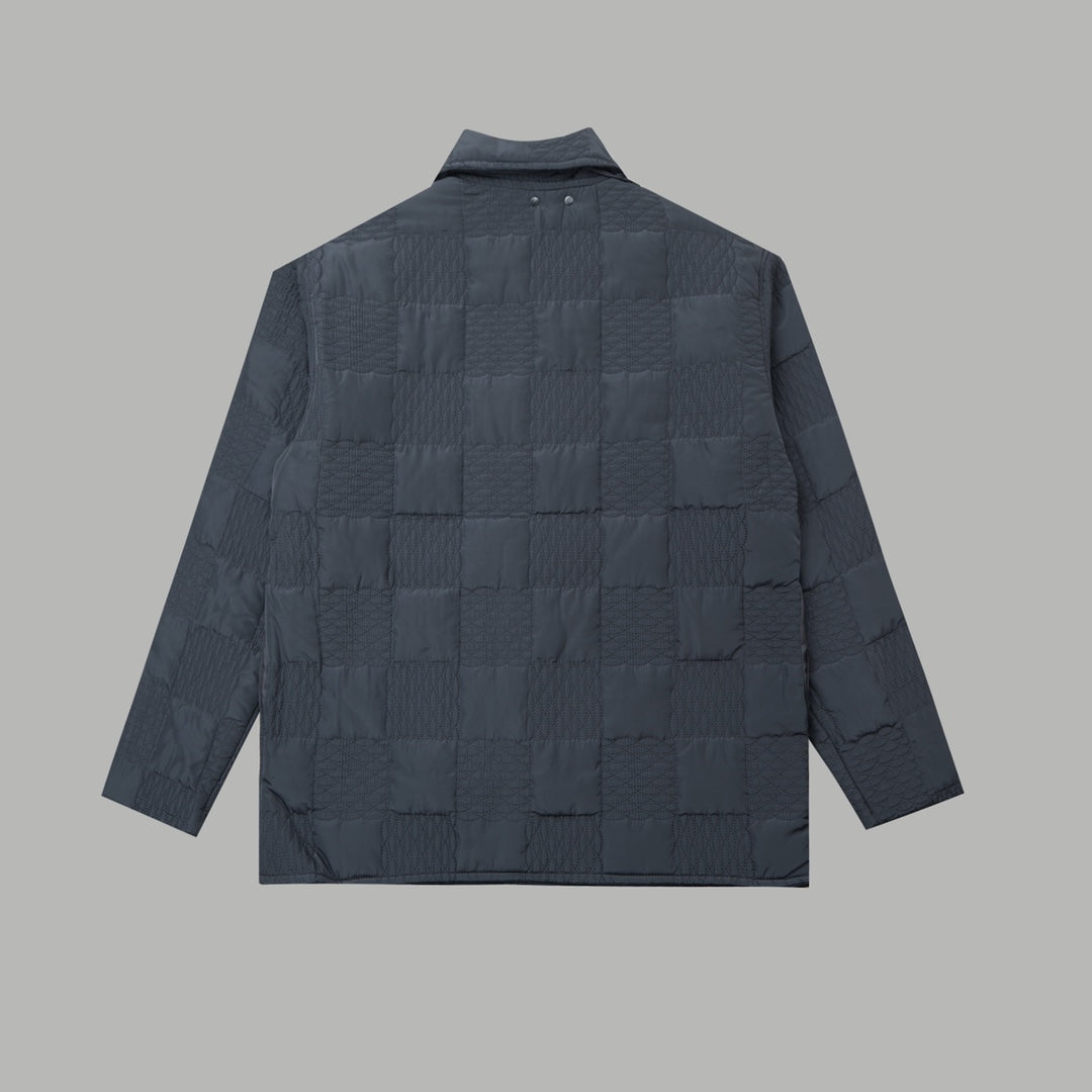 Three-dimensional checkerboard quilted lapel cotton jacket